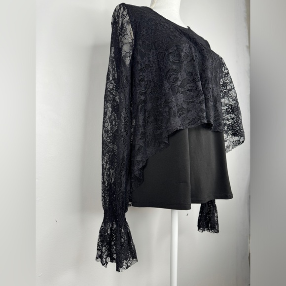 Pointelle Lace Layered Top Sz Medium - Picture 2 of 5